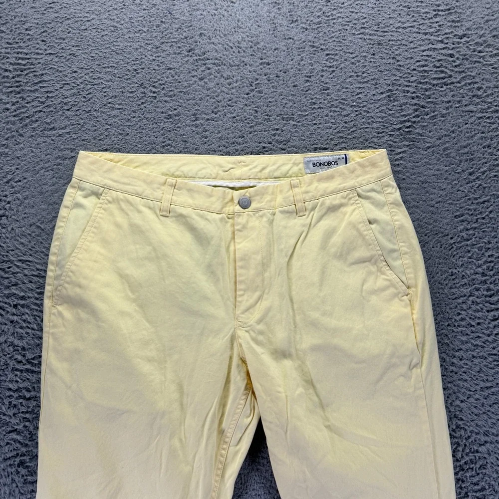 Bonobos Pant Mens 36x32 Yellow Cotton Chino Straight Slim Business Preppy Career